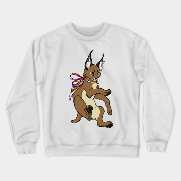 Lesbian Pride Caracal (Lesbian Floppa) Crewneck Sweatshirt by saltuurn